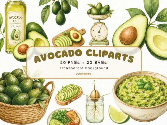 Download Avocado Watercolor Clipart Botanical PNG - Art Collection