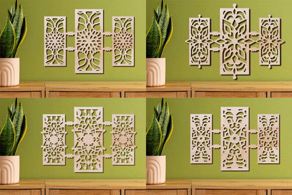 Download Laser Cut Wall Art Mandala Panels Set - Art Collection