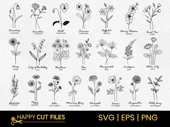 Download Birth Flower Svg Bundle Floral Clipart - Art Collection