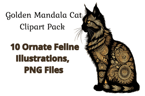 Download Golden Mandala Cat Clipart Pack - Art Collection