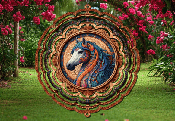 Download Artistic Zentangle Horse Wind Spinner - Art Collection