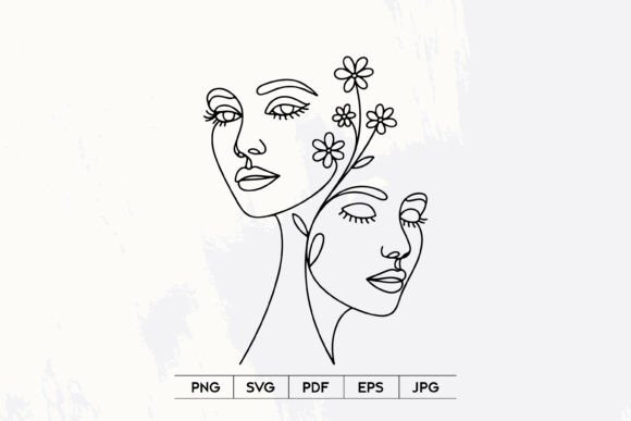 Download Abstract Twin Faces Line Art SVG - Art Collection