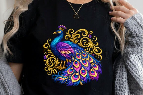 Download Colorful Peacock Embroidery Art Png - Art Collection