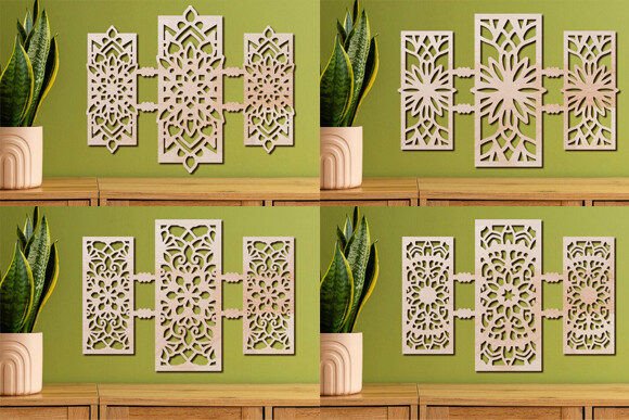 Download Laser Cut Wall Art Mandala Panels Set - Art Collection