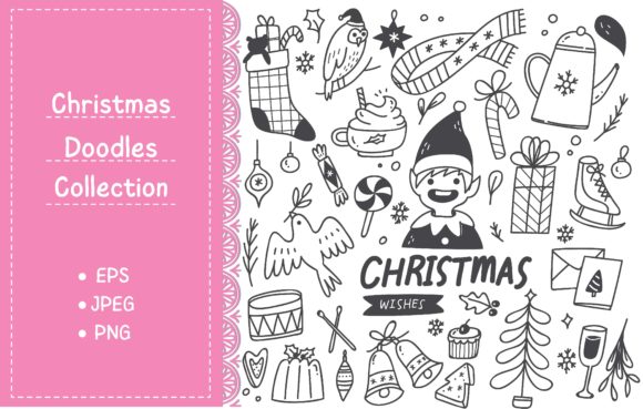 Download Set of Christmas Design Element Doodle - Design element Collection