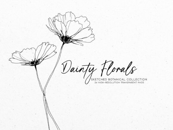 Download Dainty Florals | Botanical Line Art Set - Art Collection