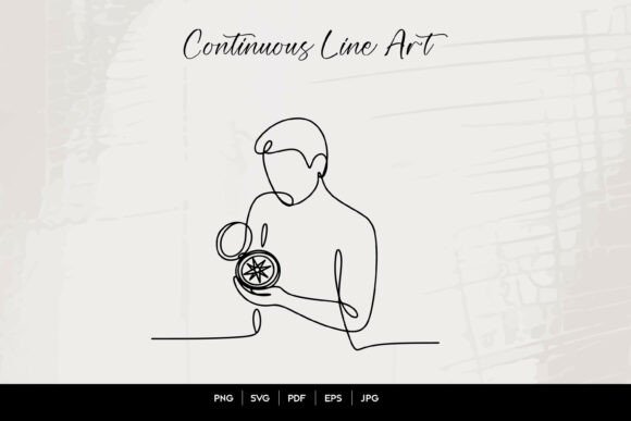 Download Man Holding Compass Line Art - Premium Resources