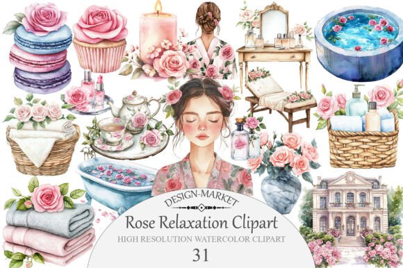 Download Watercolor Rose Relaxation Clipart - Art Collection