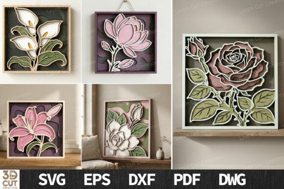 Download Layered Floral Wall Art SVG Bundle - Art Collection