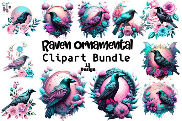 Download Raven Ornamental Clipart Bundle - Art Collection