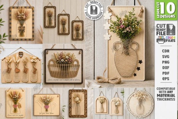 Download DIY String Art Wall Vase Laser Bundle - Art Collection