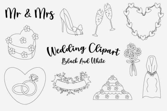 Download Wedding Clipart Black and White Free - Art Collection