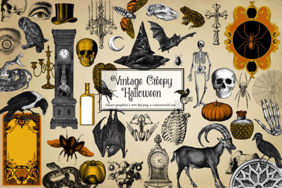 Download Vintage Creepy Halloween Clipart - Art Collection