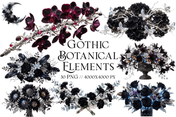 Download Gothic Botanical Elements Clipart - Art Collection