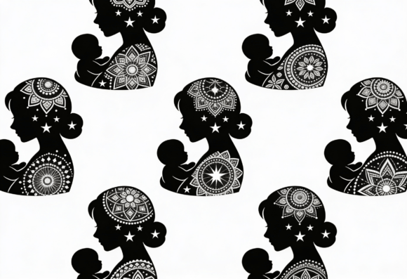 Download Mother and Baby Silhouette Mandala Art - Art Collection