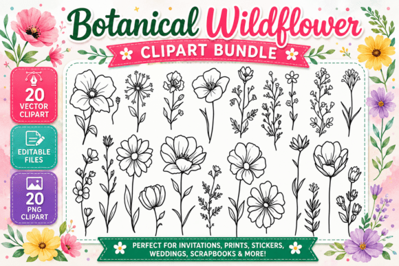 Download Botanical Wildflower Digital Clipart PNG - Art Collection