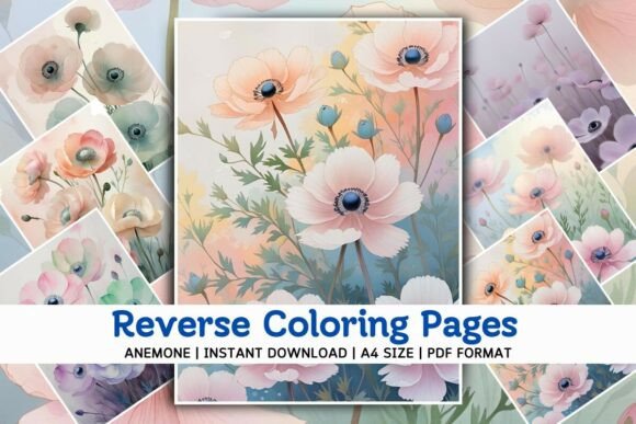 Download Anemone Flowers Reverse Coloring Pages - Premium Bundle