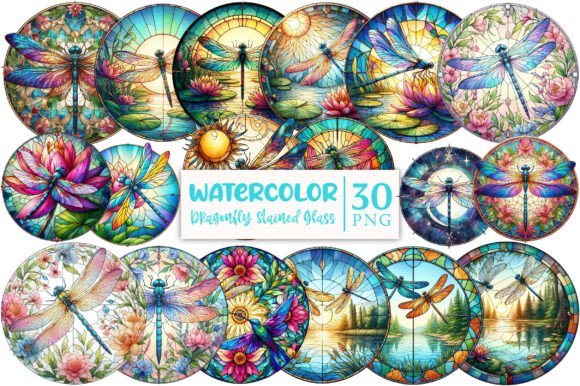 Download Dragonfly Stained Glass Round Clipart - Art Collection
