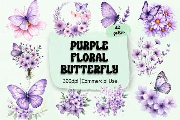 Download Purple Floral Butterfly Clipart - Art Collection