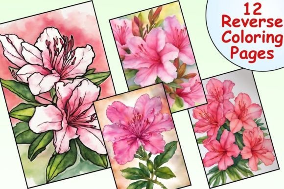 Download Azalea Flower Reverse Coloring Pages - Premium Bundle