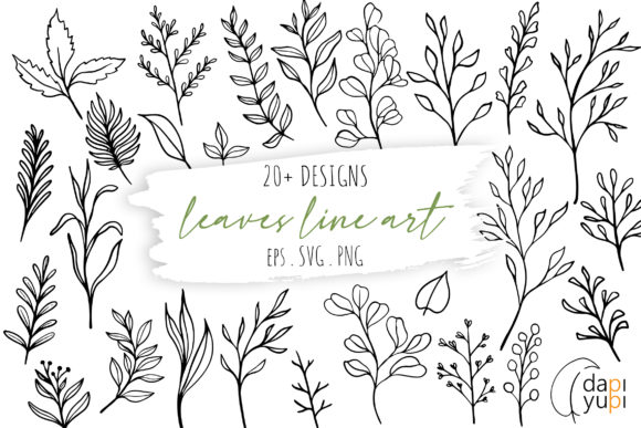 Download Botanical Line Art Clipart. Floral Set - Art Collection