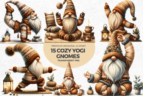 Download Cozy Gnomes Doing Yoga Clipart - Art Collection