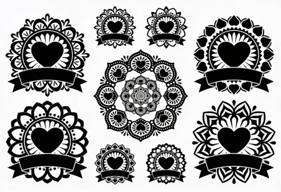 Download Heart Mandala Clipart Bundle SVG - Art Collection