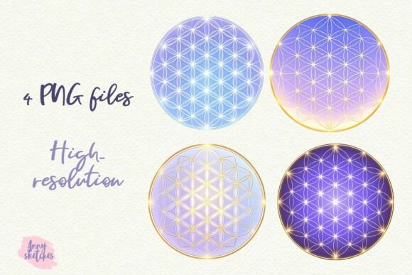 Download 4 Flower of Life Sacred Geometry Clipart - Art Collection