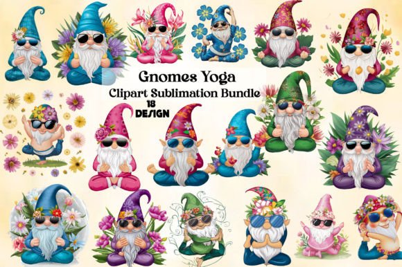 Download Gnomes Yoga Clipart Sublimation Bundle - Art Collection