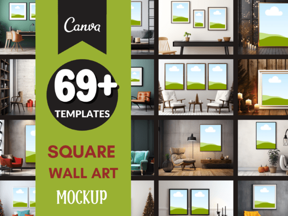 Download 69 Square Wall Art Mockup Graphic Bundle - Art Collection