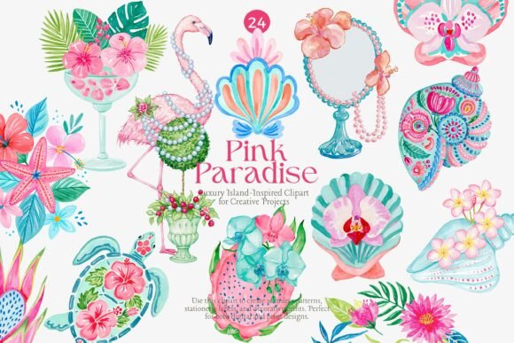 Download Pink Tropical Clipart Set - Art Collection