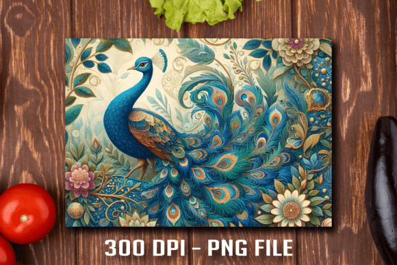 Download Teal Peacock Mandala Art Cutting Board - Art Collection