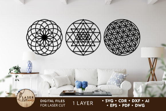 Download Sacred Geometry Wall Art, Cut Files - Art Collection