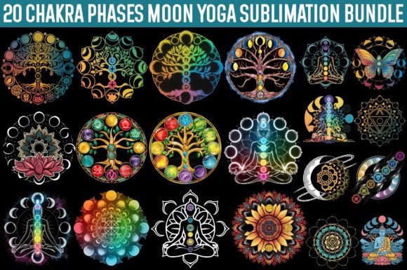 Download Chakra Phases Moon Yoga PNG Bundle - Chakra Collection