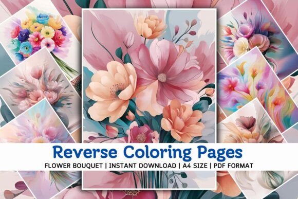 Download Flower Bouquet Reverse Coloring Pages V3 - Premium Resources
