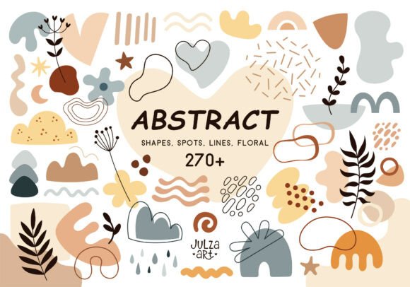 Download Boho Abstract Shapes Clipart Bundle - Art Collection