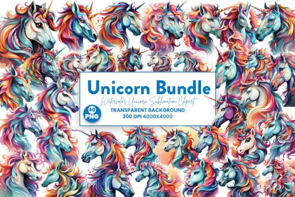 Download Unicorn Sublimation Cipart Craft Bundle - Art Collection