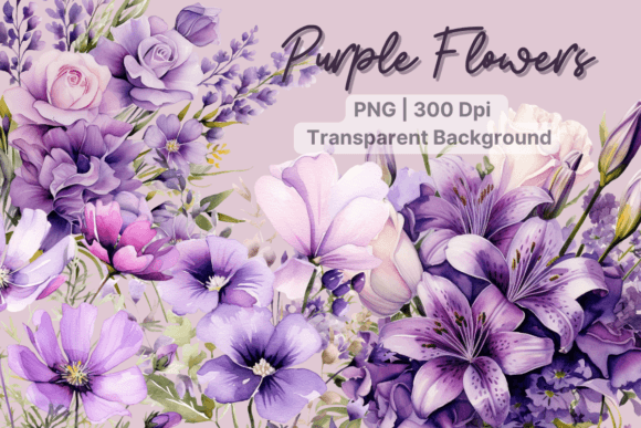 Download Purple Flowers Watercolor Flower Clipart - Art Collection