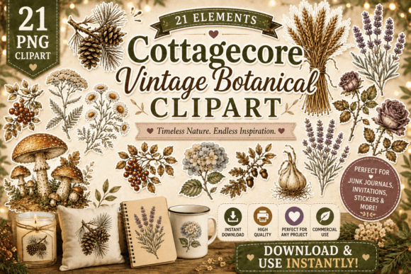 Download Cottagecore Vintage Botanical Clipart - Art Collection