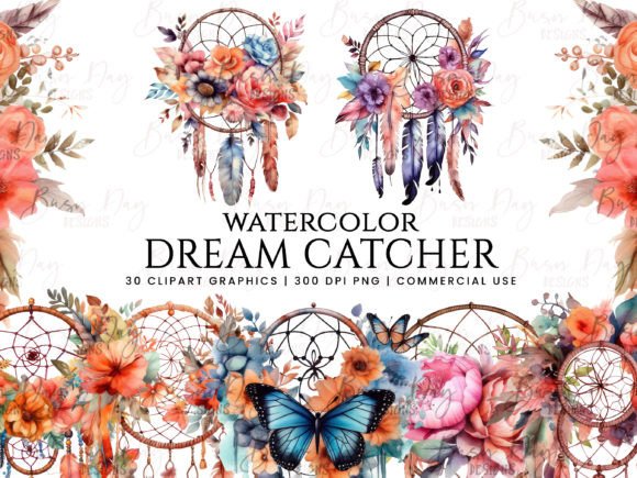 Download Watercolor Dream Catcher Clipart Bundle - Art Collection