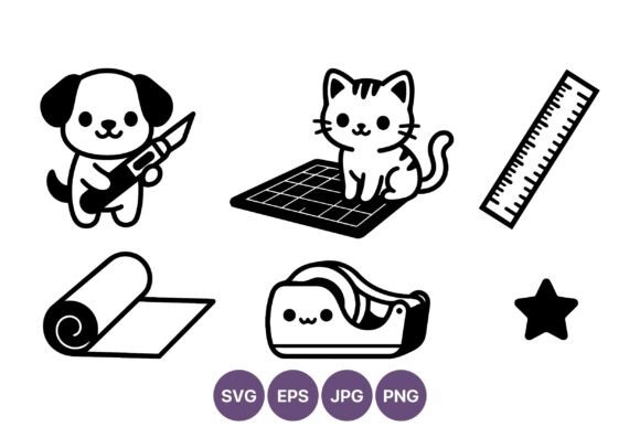 Download Cute Cartoon Dog and Cat Craft Supplies - Art Collection