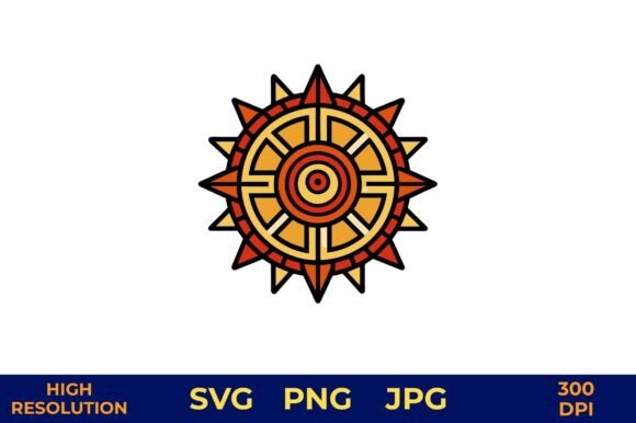 Download Colorful Aztec Sun Symbol Vector Art - Art Collection