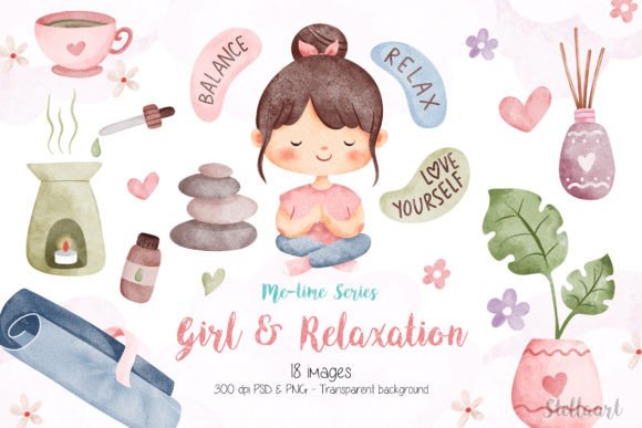 Download Girl and Relaxation Watercolor Clipart - Art Collection
