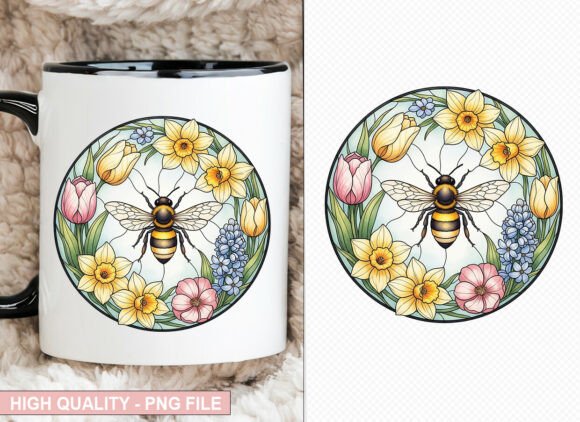 Download Honey Bee Stained Glass Round Clipart - Art Collection