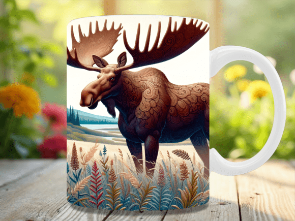 Download Artistic Zentangle Swirl Moose Mug Wrap - Art Collection