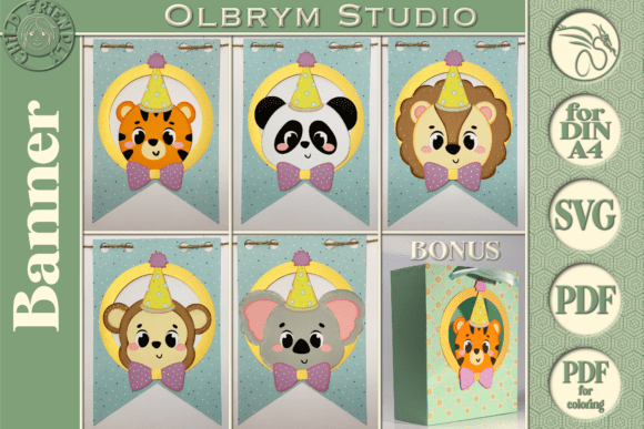 Download Animals Kids Birthday Party Banner SVG - Art Collection