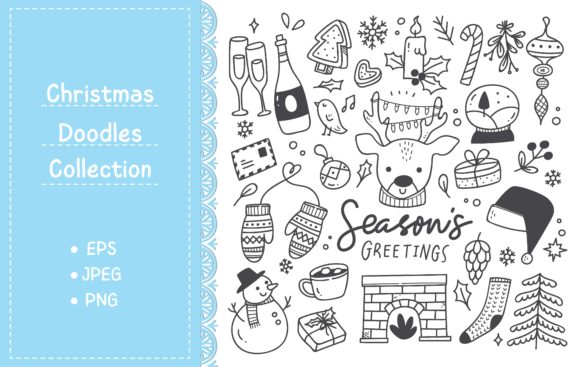 Download Set of Christmas Design Element Doodle - Design element Collection