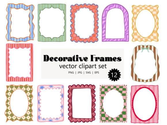 Download Decorative Retro Frames Clipart Set SVG - Art Collection