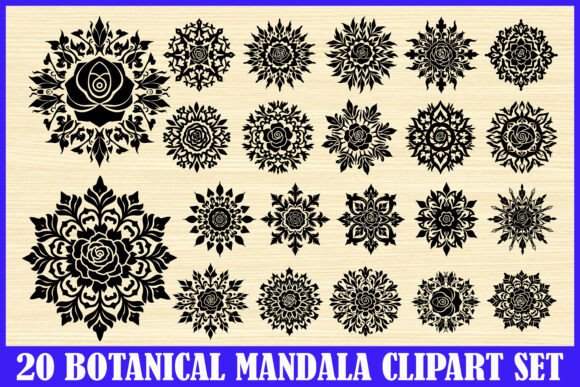 Download 20 Botanical Mandala Clipart Set - Art Collection
