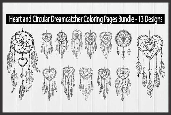 Download Heart and Circular Dreamcatcher Coloring - Art Collection